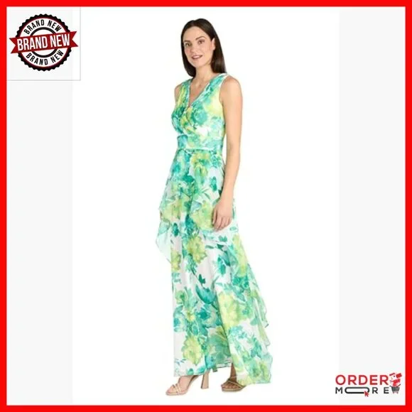 Chiffon Halter Maxi Dress with High Low Ruffle Skirt - Flowy Spring Summer - Picture 4 of 4